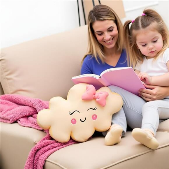 Pink Cloud Shaped Plush Throw Pillow Soft Cushion Decorative Bed Sofa Room Decor - Picture 3 of 8
